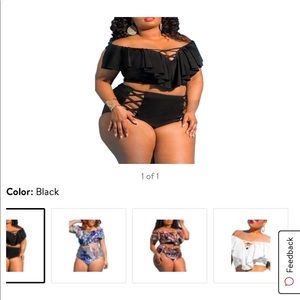 off shoulder ruffle two piece swim suit